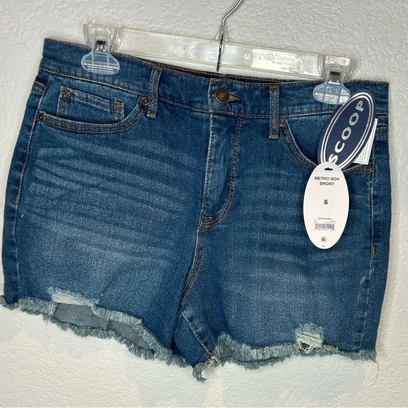 WJ1. NWT Scoops Women's Fayette Retro Destructed Boy Shorts size 6 - Picture 2 of 3